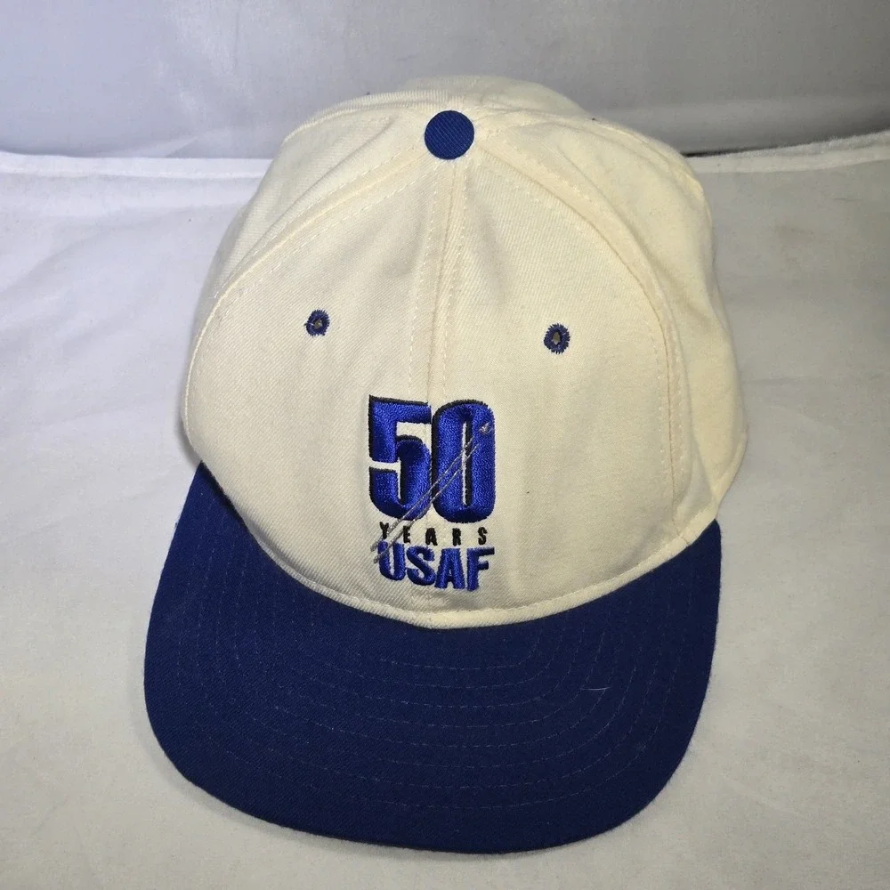 Vtg 90s US Air Force 50 Years New Era Hat USAF Made USA Snap Back‎ Baseball Cap
